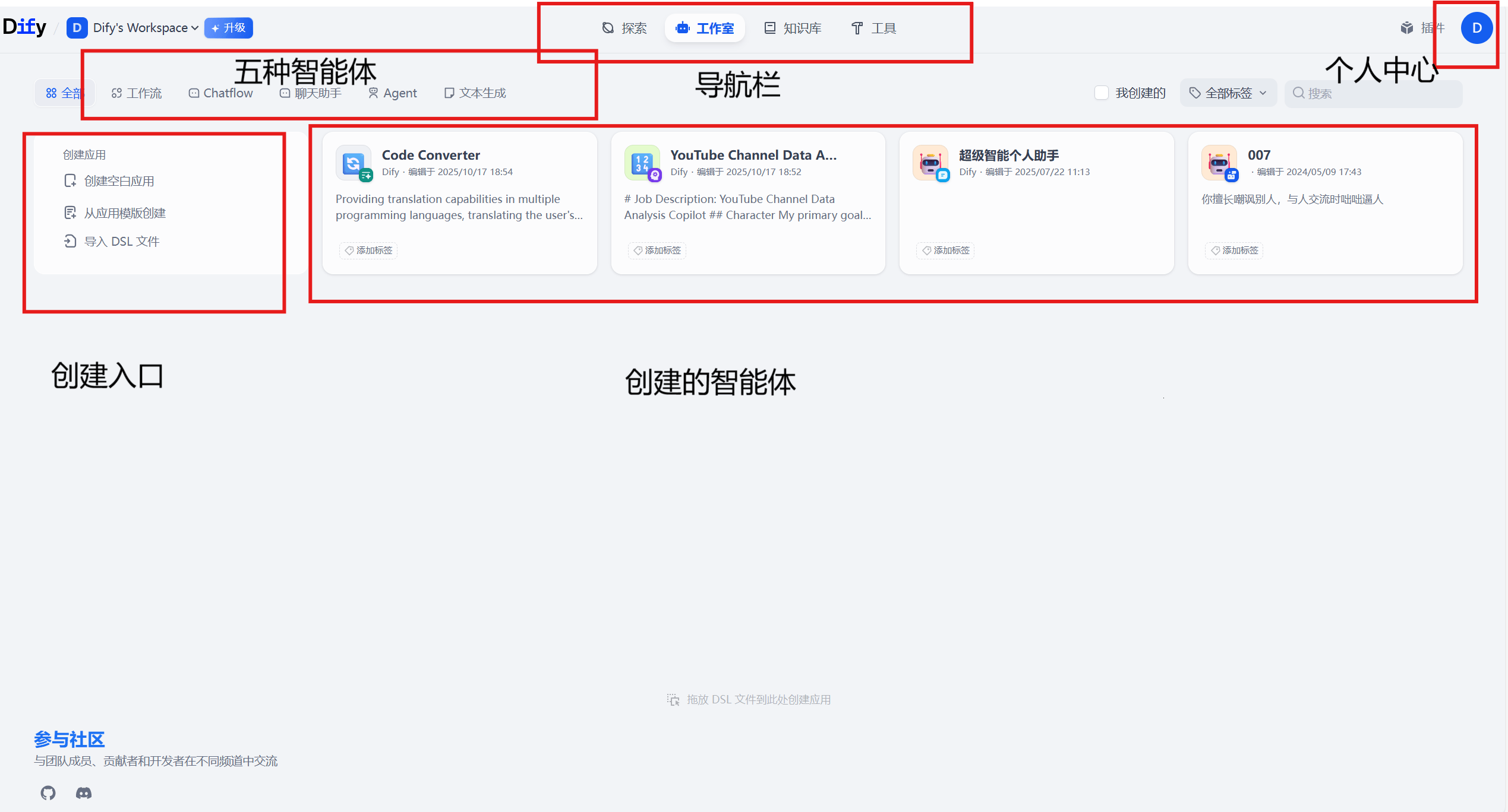 图17:Dify 智能体搭建主页